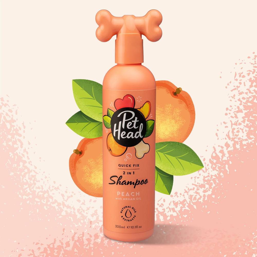 Pet Head Quick Fix 2-in-1 Shampoo for Dogs - Peach + Aloe Vera - 16 Fl Oz (Size: 16 Fl Oz)