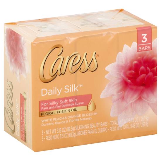 Caress White Peach & Orange Blossom Daily Silk Soap Bar (3 ct)