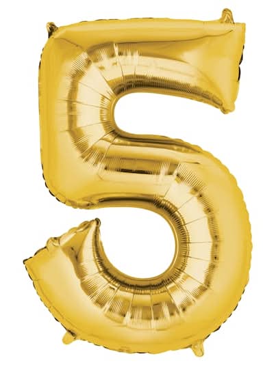 Inflated Mayflower Mylar Number Balloon, 34 in, Gold