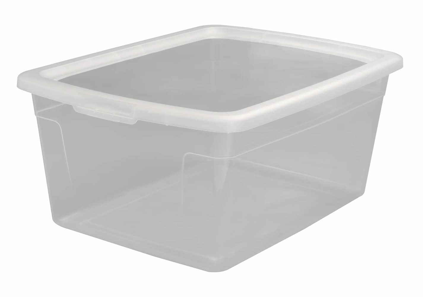 Project Source Large 13.25 -Gallons ( 53 -Quarts ) Clear Stackable Tote with Standard Snap Lid