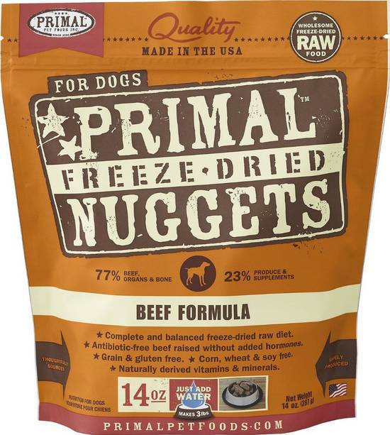 Primal Pet Foods Freeze-Dried Nuggets Dog Food, Beef (14 oz)