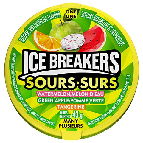 Ice Breakers Sours Fruit Flavoured Mints, Assorted (43 g)