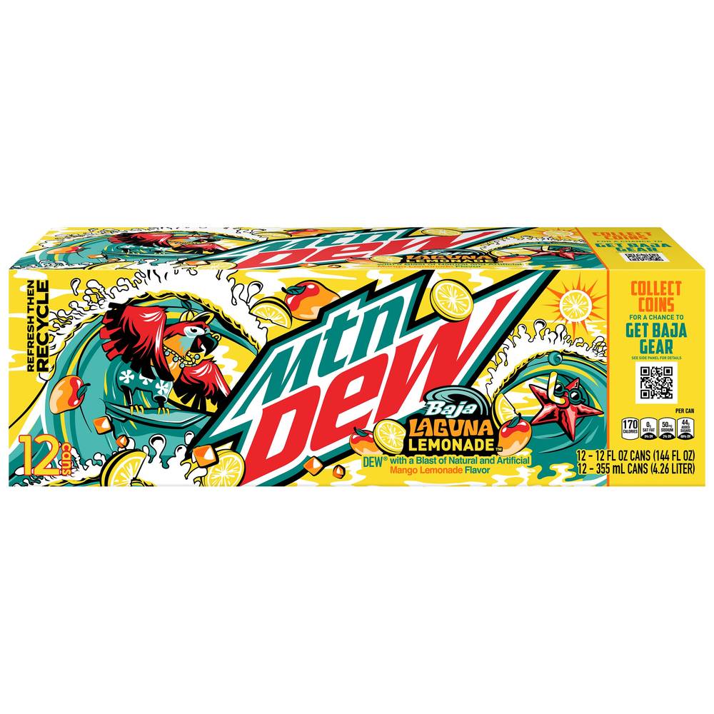 Mtn Dew Soda (12 ct, 12 fl oz) (mango-lemonade)