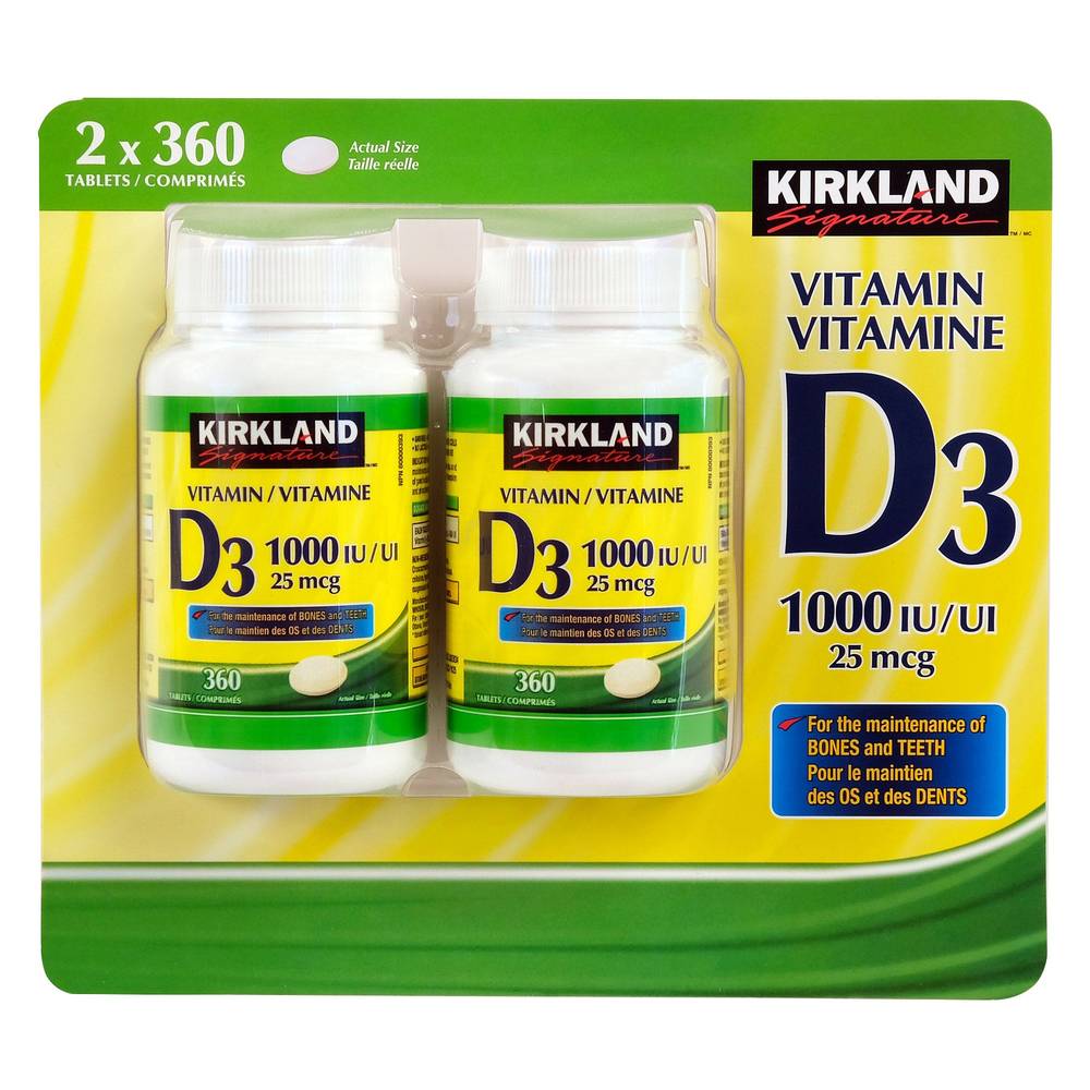 Kirkland Signature Vitamin D3 1,000 Iu, 2 X 360 Tablets