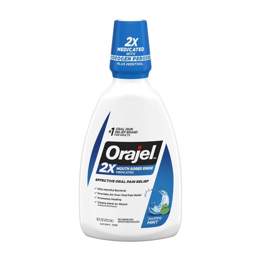 Orajel Antiseptic Rinse For All Mouth Sores Mint Flavor (16 fl oz)