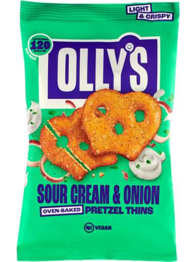 Olly's Olives Oven-Baked Pretzel Thins, Sour Cream-Onion (140g)