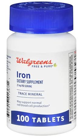 Walgreens Free & Pure Iron 27 mg Tablets