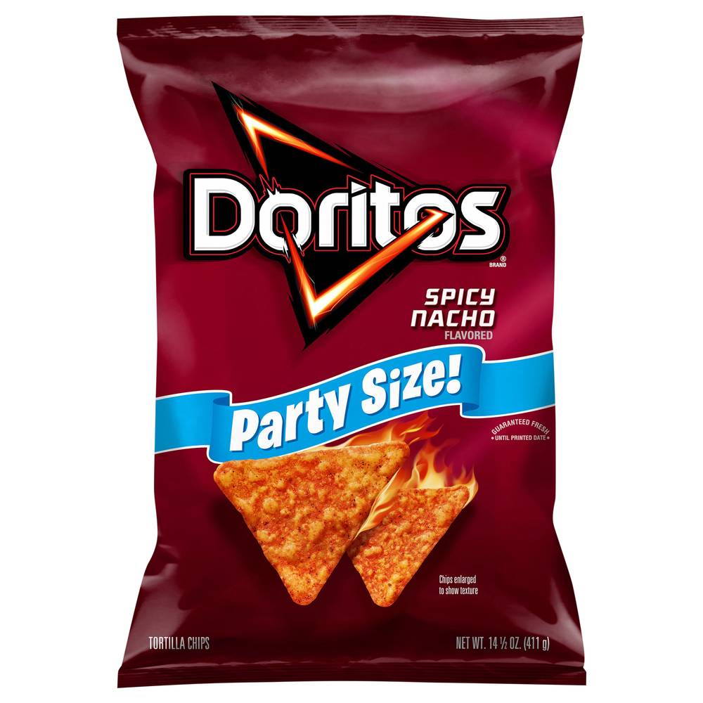 Doritos Party Size Tortilla Chips, Spicy Nacho (14.5 oz)