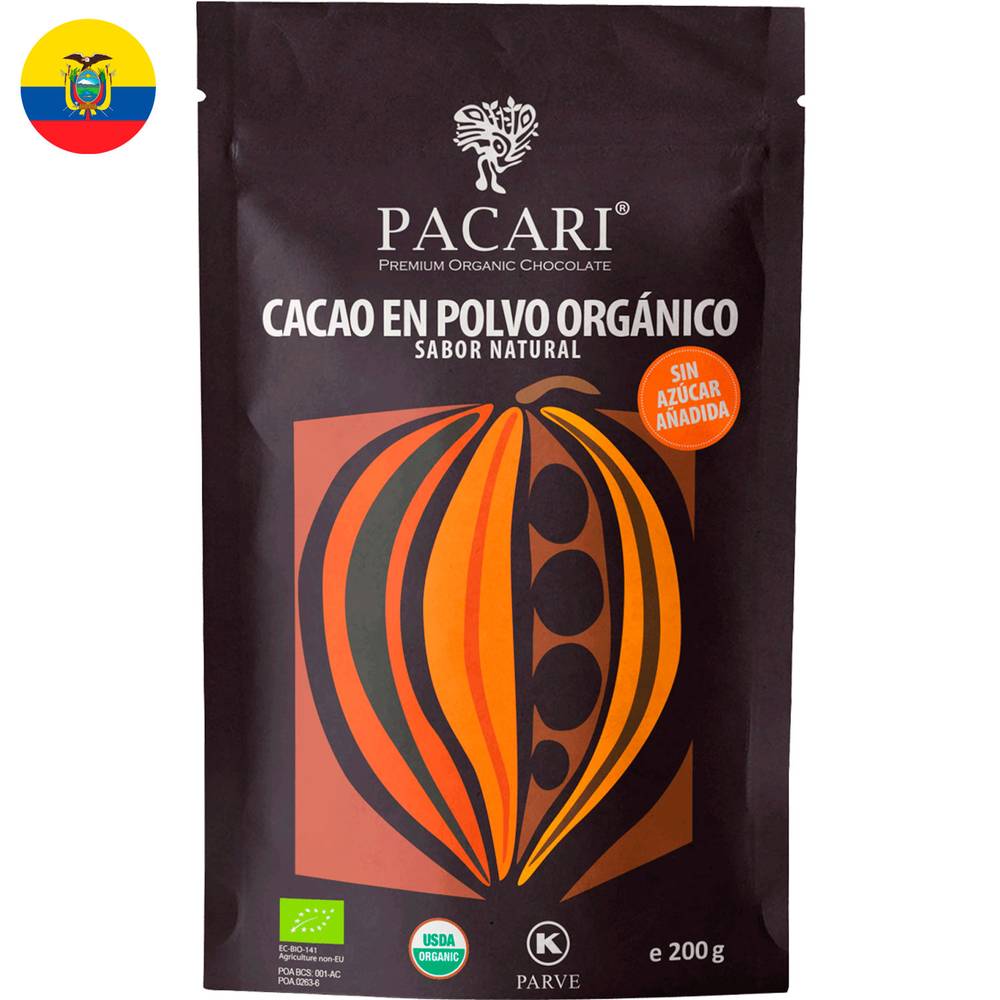 Pacari cacao en polvo orgánico (doypack 200 g)