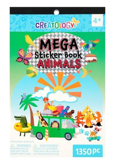 Creatology Animals Mega Sticker Book 4+ Years, 15.2 cm x 24.1 cm, Assorted (1350 ct)