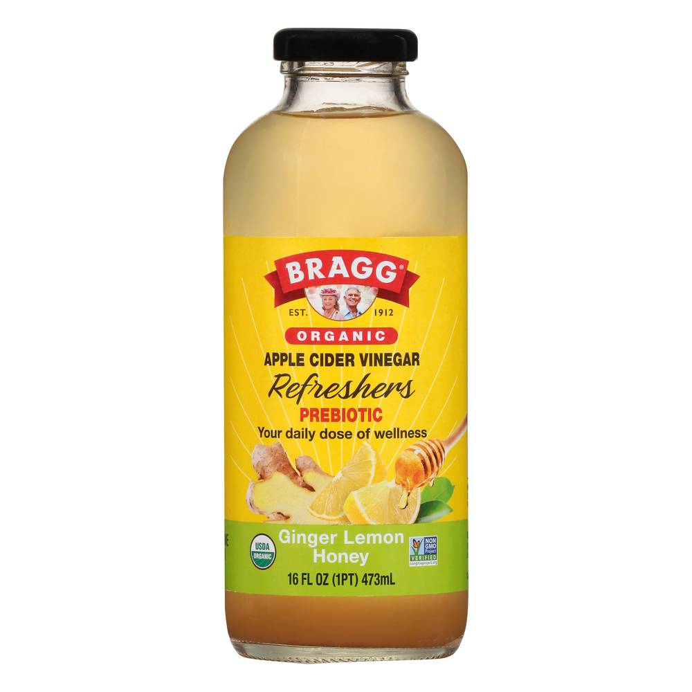 Bragg Refreshers Prebiotic Organic Ginger Lemon Honey Apple Cider Vinegar (16 fl oz)