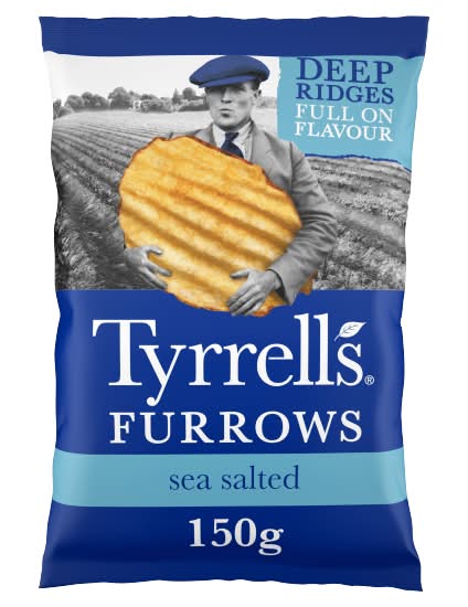 Tyrrells Sea Salted, Furrows Sharing Crisps (150g)