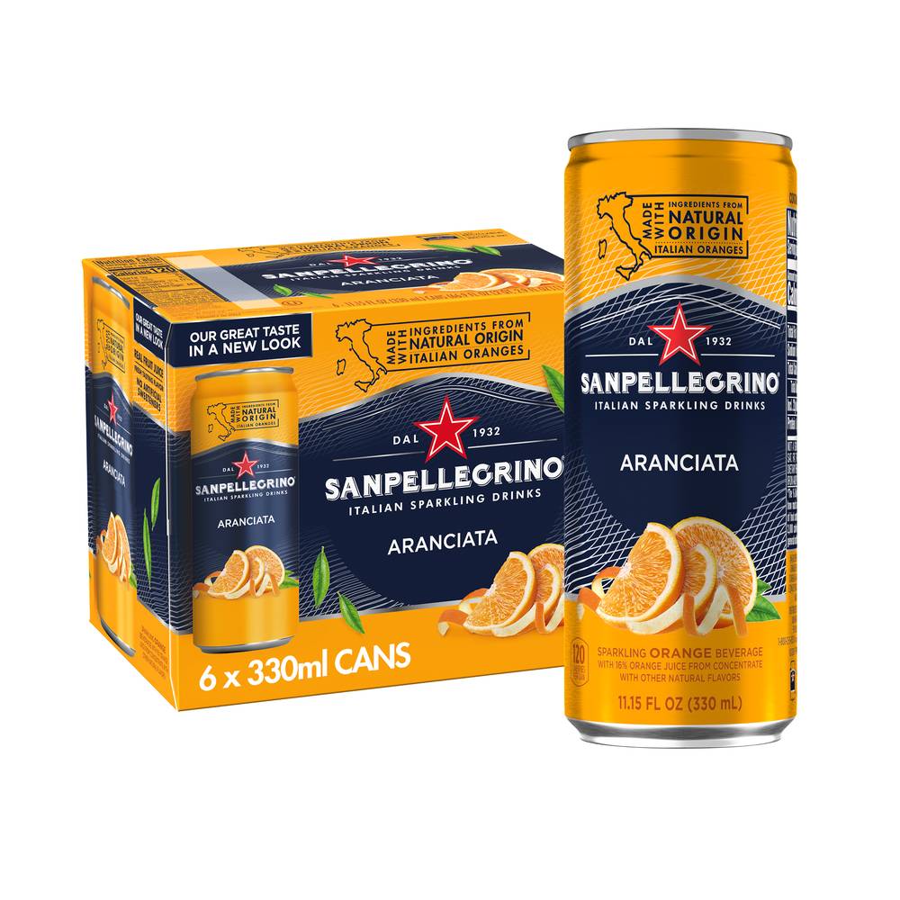 San Pellegrino Aranciata Italian Sparkling Water, Orange (6 x 11.15 fl oz)