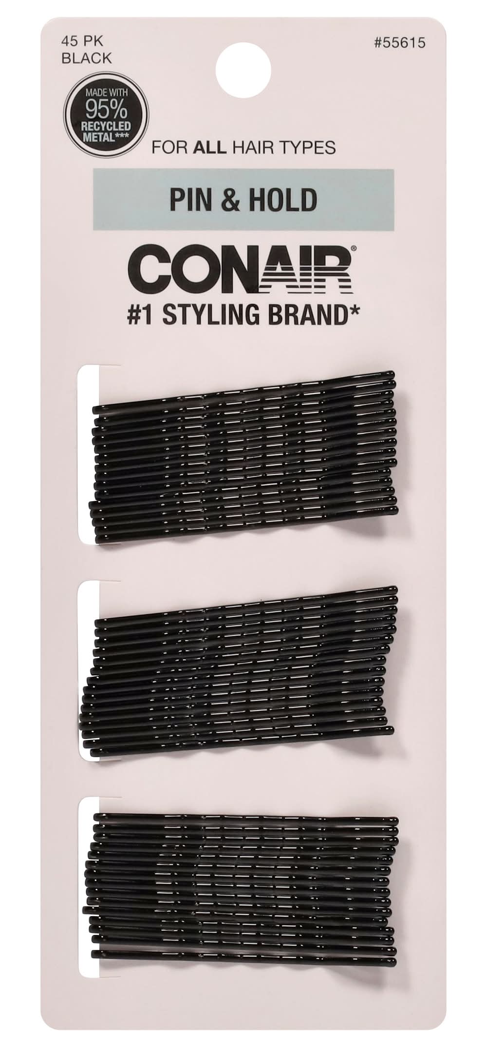 Conair Pin & Match Blend-In-Color Bobby Pins, Black (45 ct)