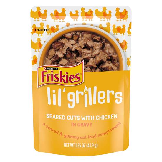 Purina® Friskies® Lil' Grillers Adult Cat Wet Food - 1.92 oz., No Artificial Preservatives (Flavor: Chicken, Size: 1.55 Oz)