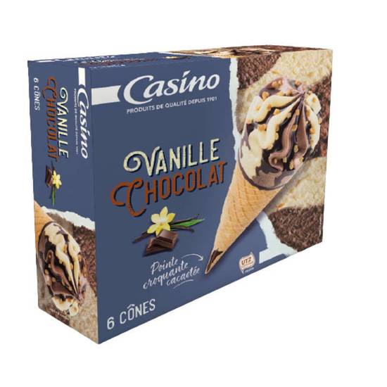 Cônes Glacés Vanille & Chocolat x6 431g Casino