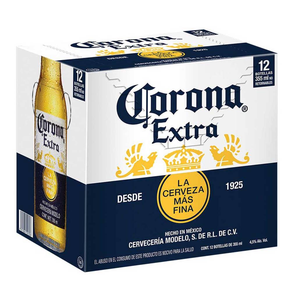 Corona cerveza clara extra (12 pack, 355 ml)