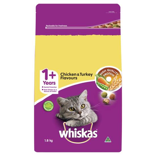 Whiskas Chicken & Turkey Adult Dry Cat Food 1.8kg