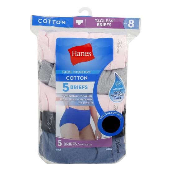 Hanes Women's Cotton Panty Briefs Comfortsoft Tagless Size 8
