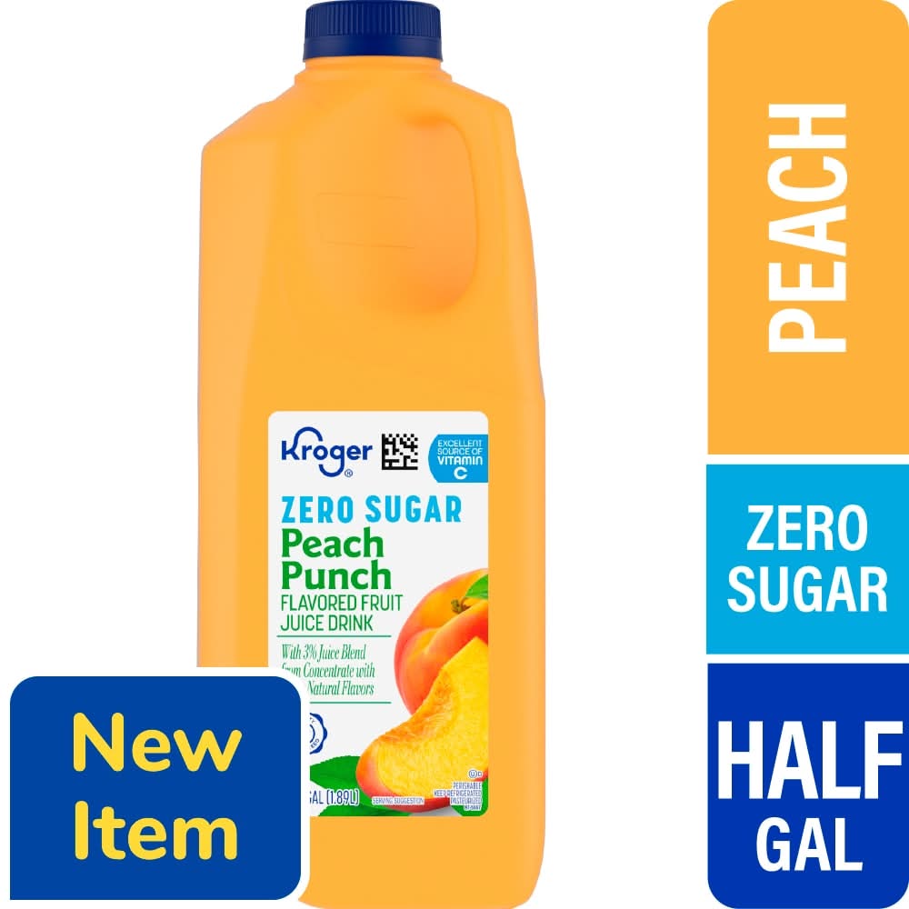 Kroger Zero Sugar Fruit Juice Drink, Peach Punch (0.5 gal)