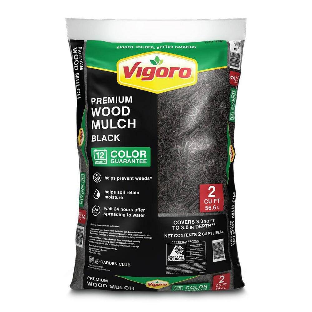 Vigoro 2 Cu. Ft. Bagged Premium Wood Mulch, Black