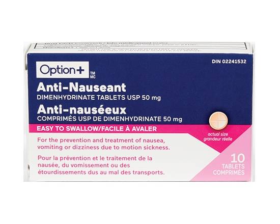 Option+ Anti Nauseant 50 mg Tablets (10 ct)