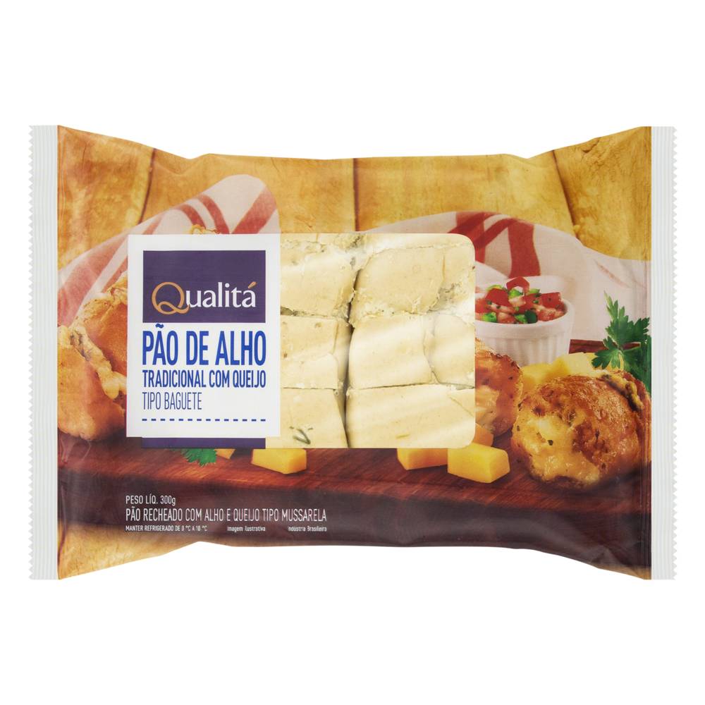 Qualitá pão de alho tipo baguete com queijo (300g)