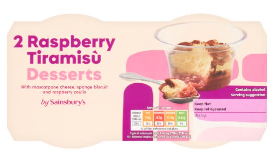 Sainsbury's Raspberry, Tiramisu Desserts (2 pack)