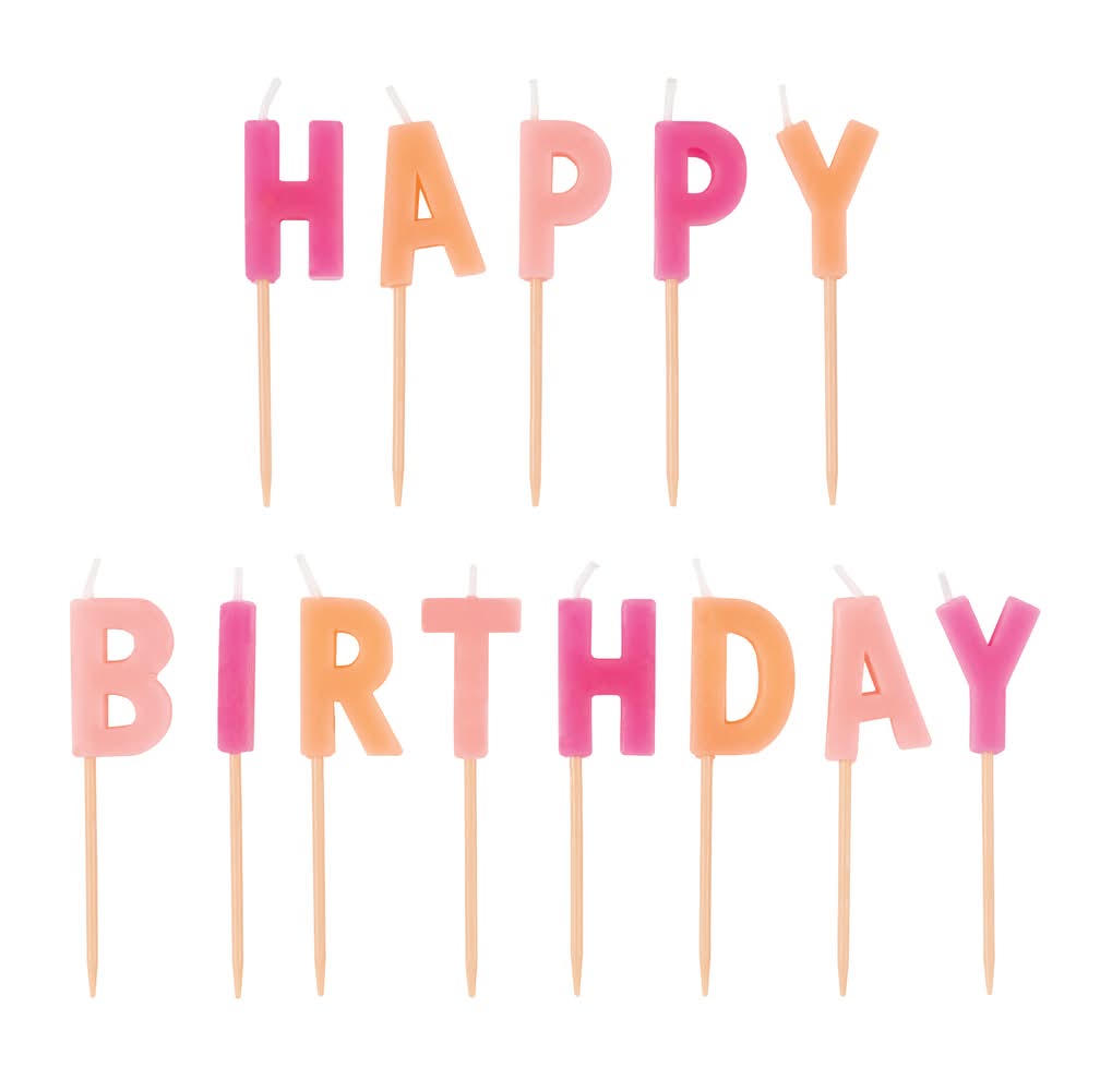 Happy Birthday' Pick Candles 12-Count - Pink Pink