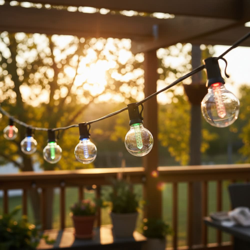 Harbor Breeze 12-ft Plug-in Black Indoor/Outdoor String Light with 10 Color changing -Light LED Globe Bulbs and with Remote