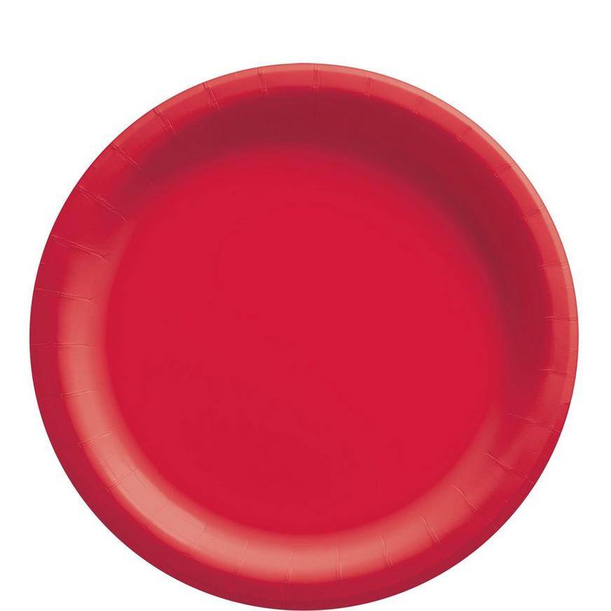 Party City Extra Sturdy Paper Lunch Plates, 8.5in, Red (20 ct)