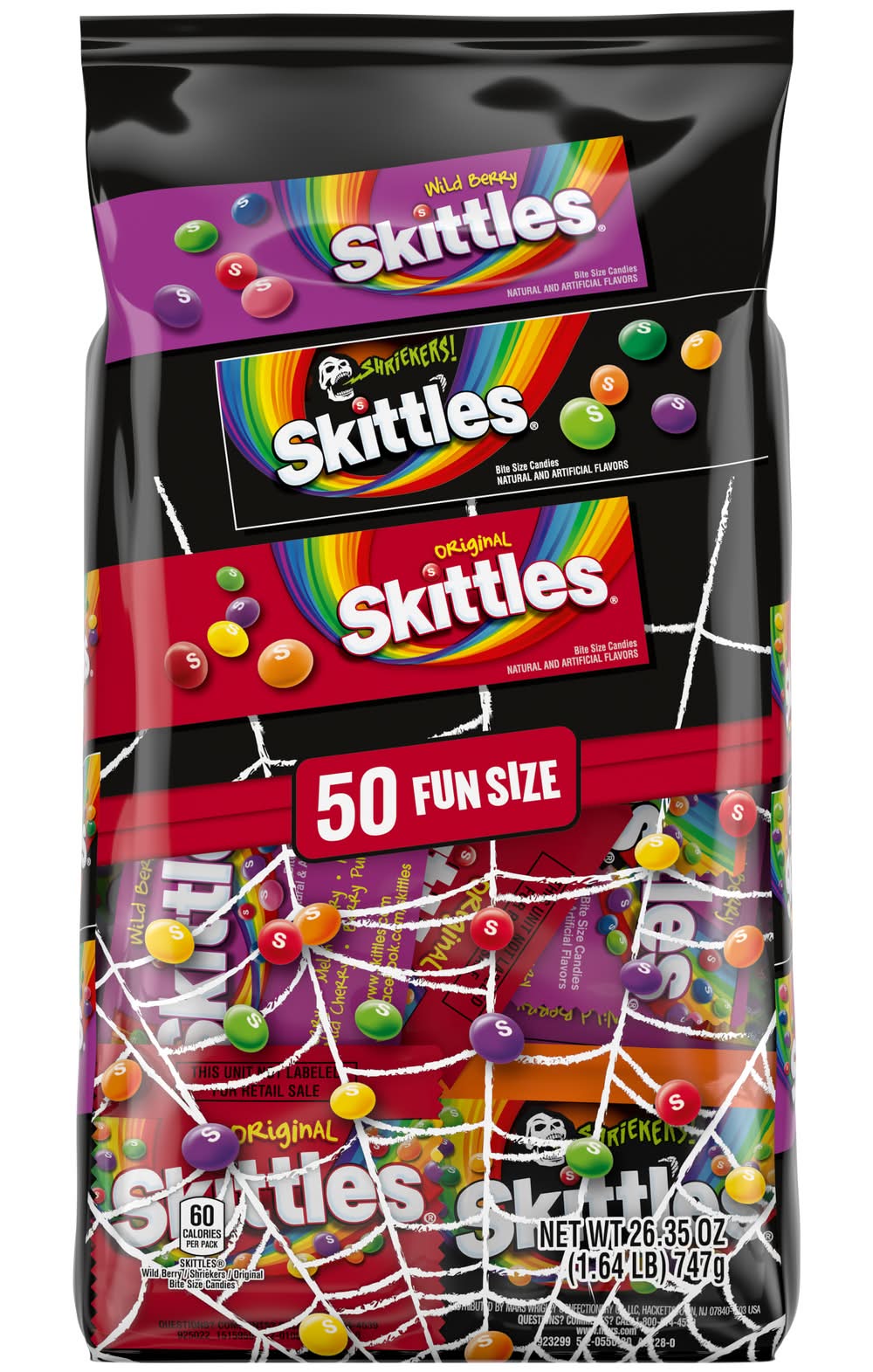 Skittles Halloween Fun Size Candy Variety pack, Assorted (26.35 oz, 50 ct)