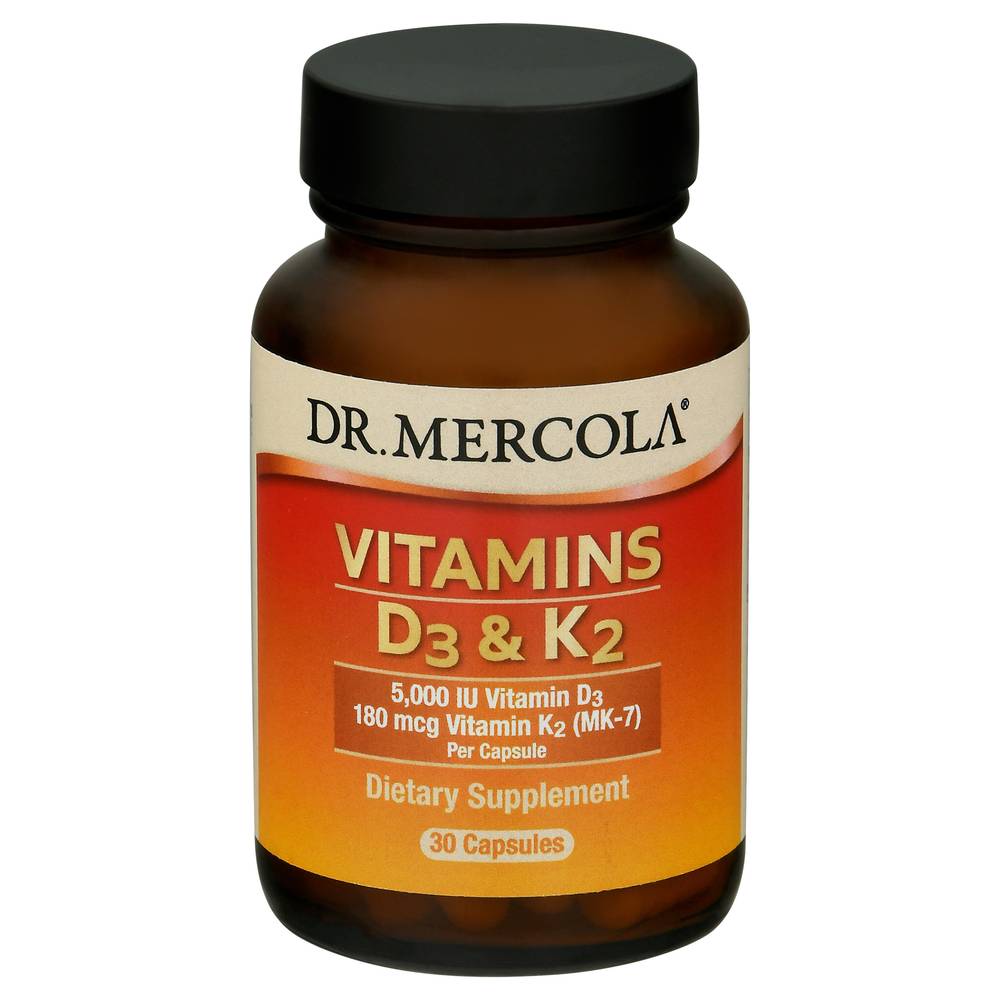 Dr. Mercola Vitamins D3 & K2 Capsules Dietary Supplement (30 ct)