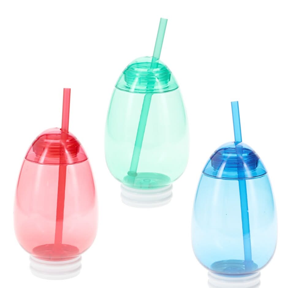 Light Up Bulb Bottle With Straw, Assorted Colors, 1-ct.