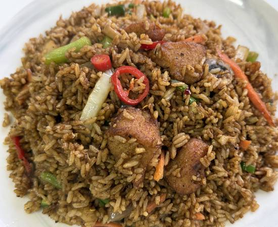 Crispy salt and pepper chicken with egg fried rice