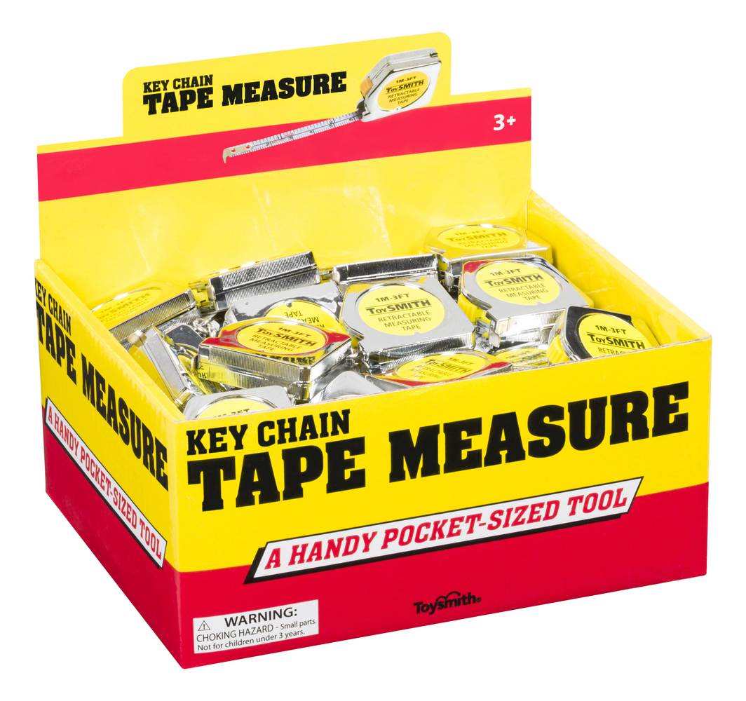 Toysmith Kids Play Toy: 1.25-Inch Metal Tape Measure with Key Ring - Metric and Standard Measurements - Recommended for Ages 5+ | 5522