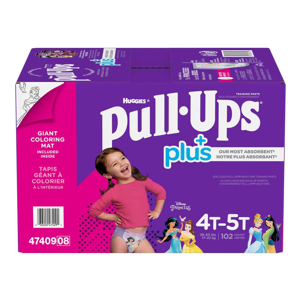 Huggies Pull-Ups - Sous-Vêtements D’Entrainement Taille 4T À 5T Pour Filles, Paquet De 102