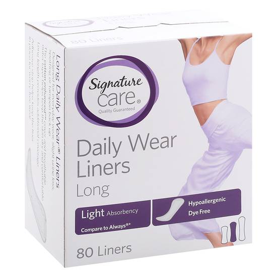 Signature Care Hypoallergenic Light Absorbency Long Liners