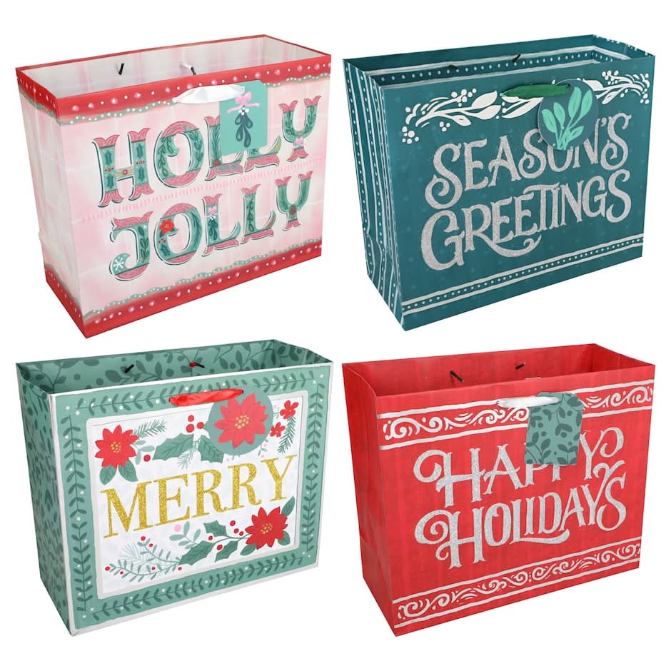 Large Horizontal Text Christmas Gift Bag, 1 ct.