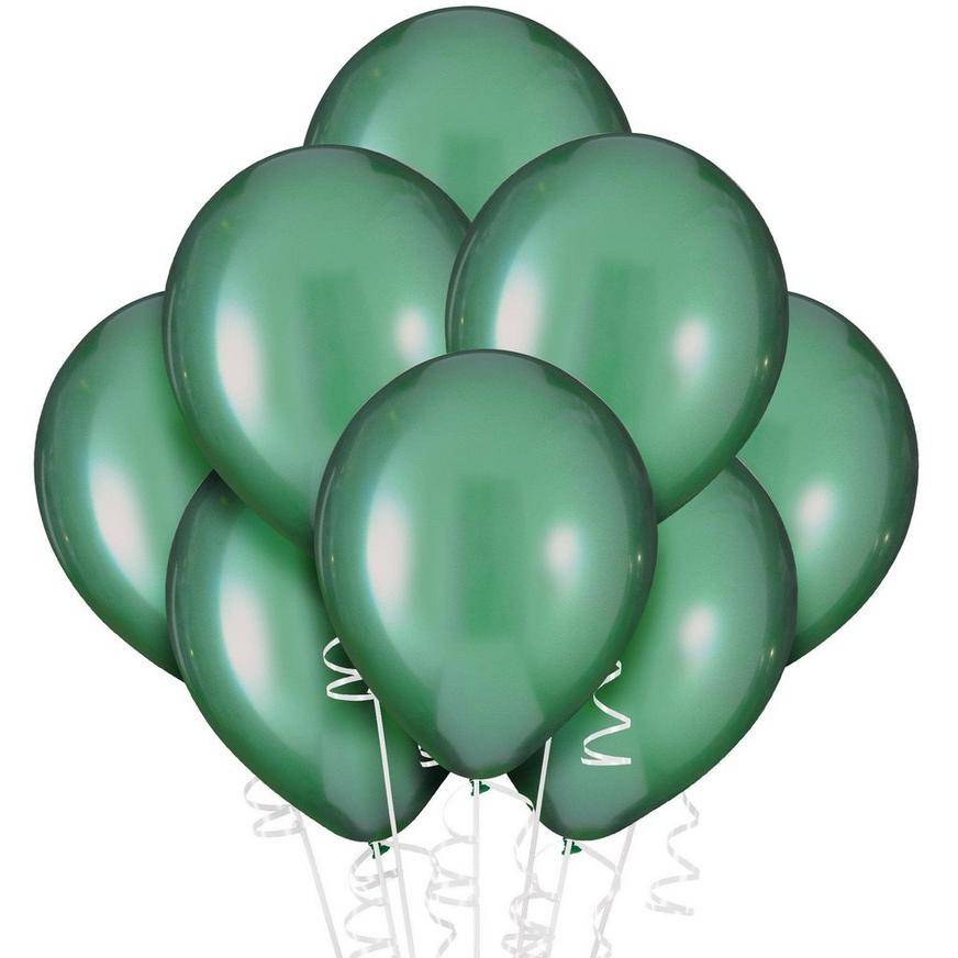 Party City Uninflated Metallic Luxae Premium Latex Balloons, Palm Leaf Green (25 ct)