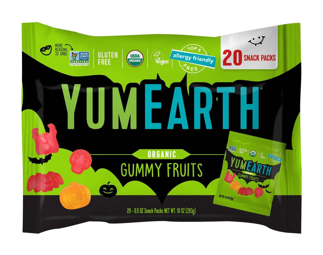 YumEarth Halloween Organic Gummy Fruits Candy Bag - 10oz/20ct