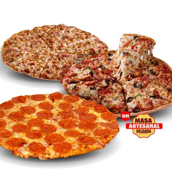 Triple Chilazo Pizzas clásicas MEDIANAS 🍕 🍕 🍕 en Masa Artesanal Delgada