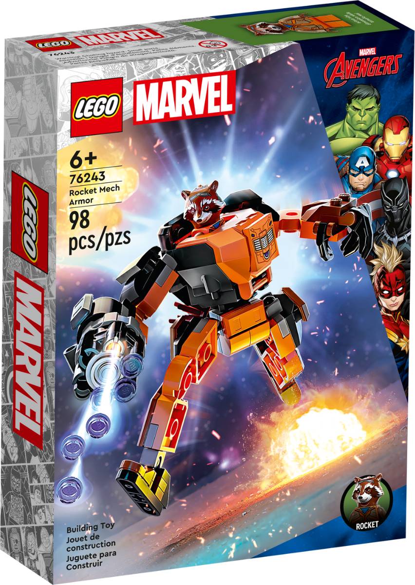 Lego marvel armadura robótica de rocket 76243
