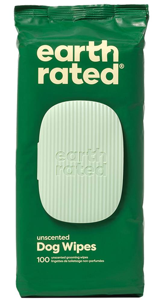 Earth Rated Unscented Dog Wipes, 8x8 in (100 ct)