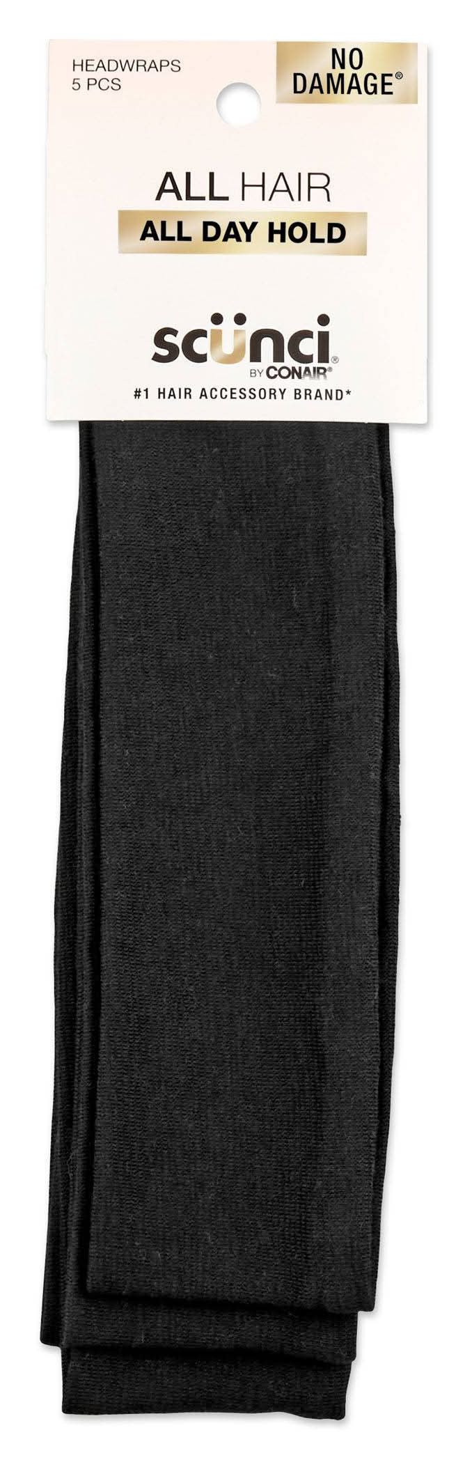 Scunci No Damage Stretch Fabric Headbands, Black (5 ct)