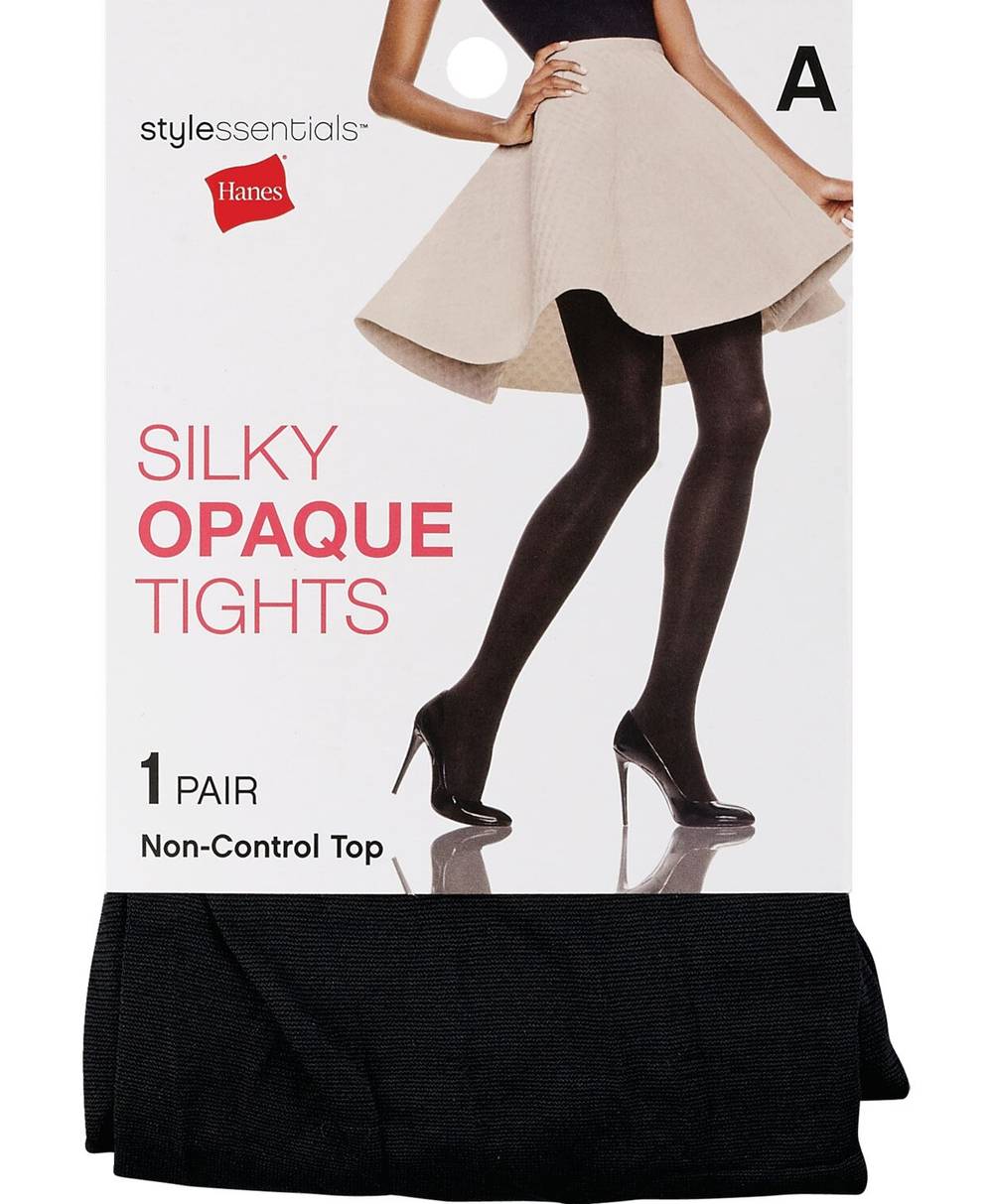 Hanes Style Essentials Silky Opaque Tights, A, Black