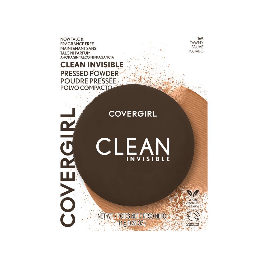 CoverGirl Clean Invisible Pressed Powder Lightweight Breathable Vegan, 165 - Tawny (11 g)