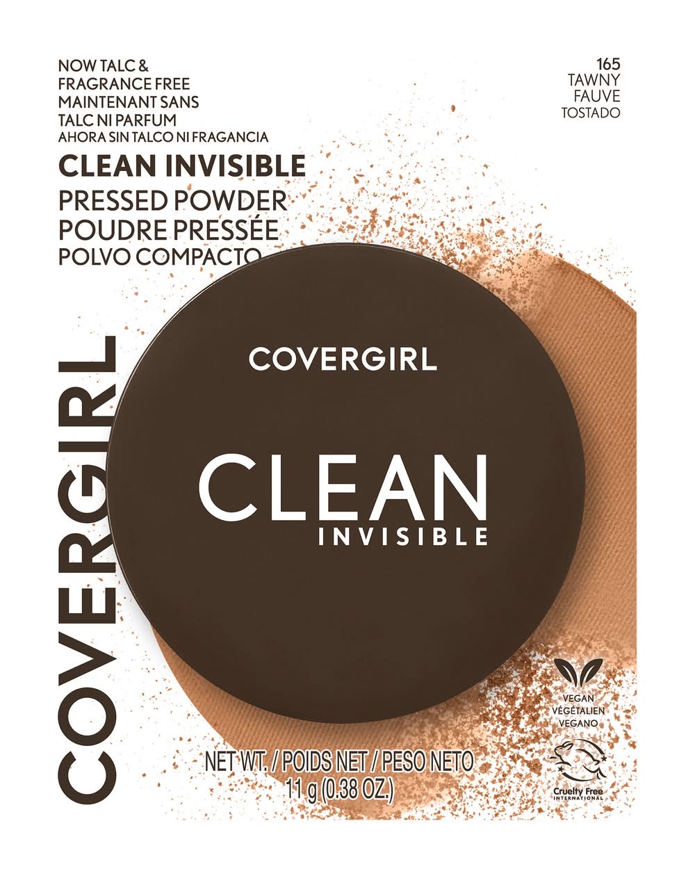 CoverGirl Clean Invisible Pressed Powder Lightweight Breathable Vegan, 165 - Tawny (11 g)