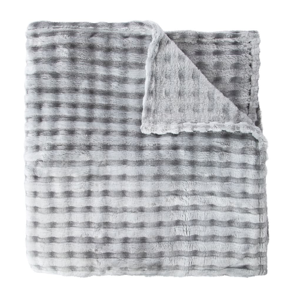 Luxe Collection Ripple Fur Throw 50inx60in Gray