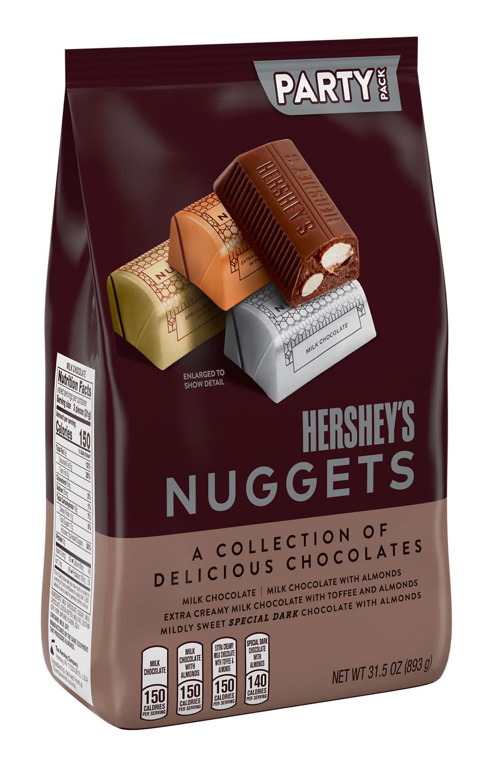 Hershey's Party pack Chocolate Nuggets, Milk Chocolate-Toffee-Almonds-Dark Chocolate (31.5 oz)